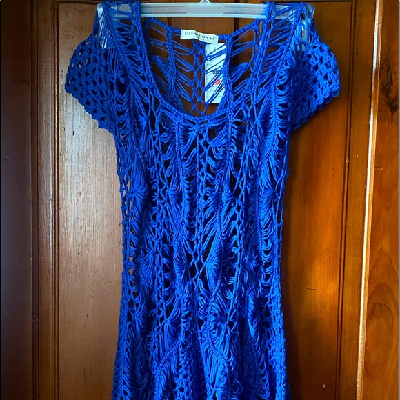 🍀Blue Crocheted Top Size Medium by Casa Dona New - Picture 1 of 4